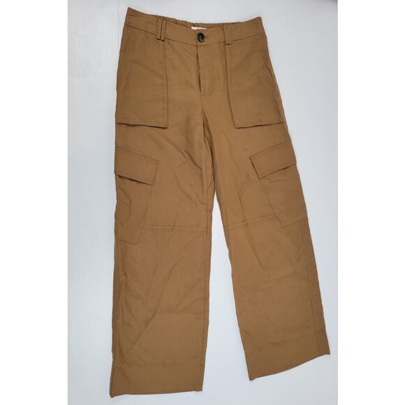 NWT Vince V967422108 Brown Nile Mid Rise Fluid‎ Cargo Wide Leg Pants Womens 8 - Picture 1 of 9